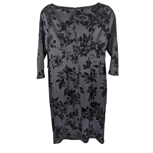 Black Label by Evan Picone 4 Dress Black Floral Velvet Detail NWT - Picture 2 of 7